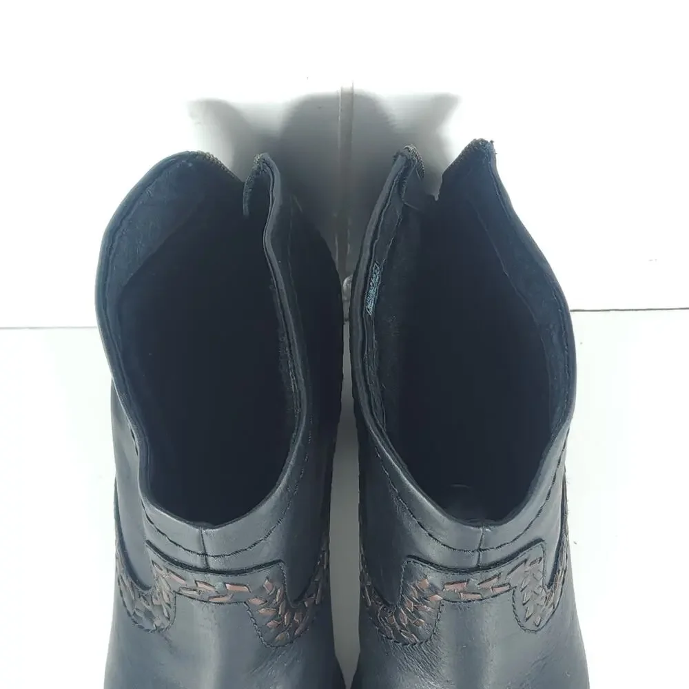 UGG Women's Charlotte US8 Black Leather Wool Lined Heeled Ankle Booties Boots